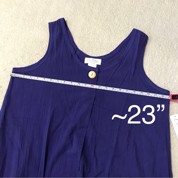 SALE Collette by Miss Elaine Sleeveless Cotton Nightgown Pockets Blue Size 1X - Picture 6 of 10